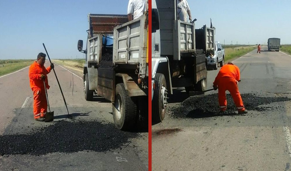 Reparan lo baches en Ruta 33 entre Rufino y Villegas