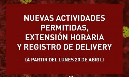 Nuevas actividades permitidas, extensión horaria y registro de Delivery a partir del lunes en Rufino