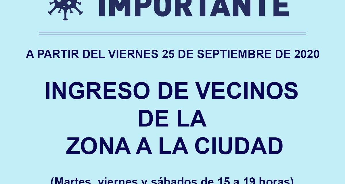 Nuevo horario para el ingreso de vecinos de la zona a Rufino