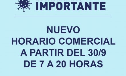 Nuevo horario comercial en Rufino de 7 a 20 horas