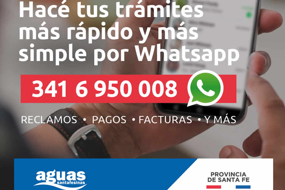Ahora se puede reclamar o gestionar por Whatsapp a Aguas Santafesinas