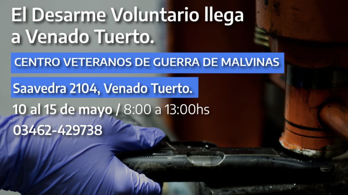 La provincia avanza en el Plan de Desarme Voluntario en Venado Tuerto