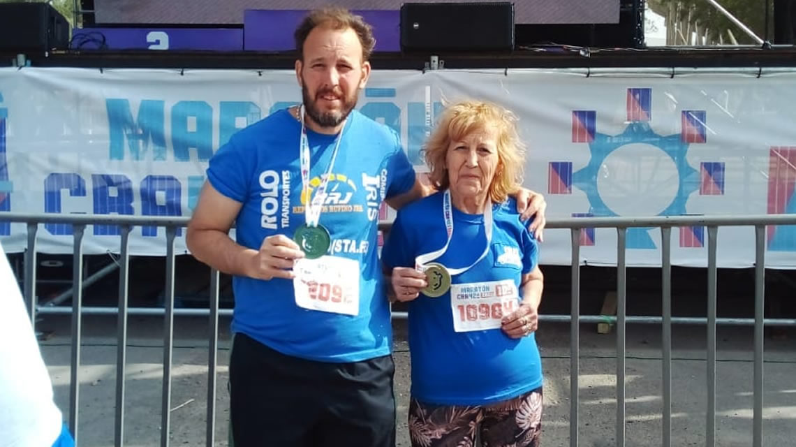 Germán Chiarotto junto a su madre participaron de la maratón de Córdoba