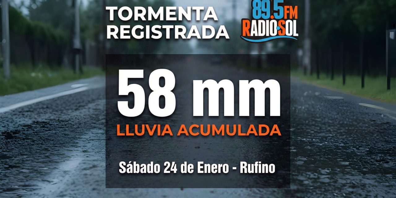 La lluvia en Rufino este sábado en la madrugada alcanzó los 58 milímetros