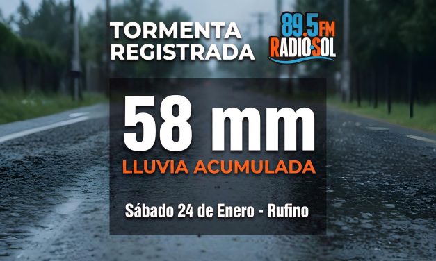 La lluvia en Rufino este sábado en la madrugada alcanzó los 58 milímetros