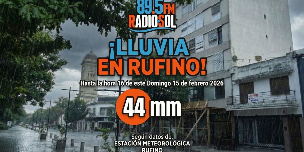 Lluvia total en Rufino este domingo fue de 44 mm