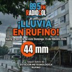 Lluvia total en Rufino este domingo fue de 44 mm