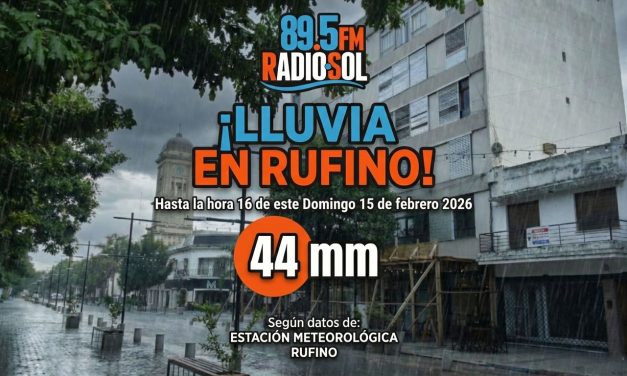 Lluvia total en Rufino este domingo fue de 44 mm