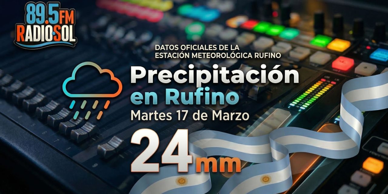 REPORTE METEOROLÓGICO: Se registraron 24 mm de lluvia en Rufino este martes