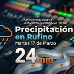 REPORTE METEOROLÓGICO: Se registraron 24 mm de lluvia en Rufino este martes