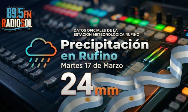 REPORTE METEOROLÓGICO: Se registraron 24 mm de lluvia en Rufino este martes