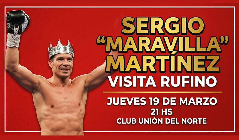 Sergio «Maravilla» Martínez llega a Rufino: Una noche de boxeo y superación
