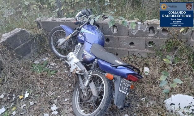 Rufino: Recuperaron una motocicleta robada el sábado pasado